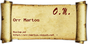Orr Martos névjegykártya